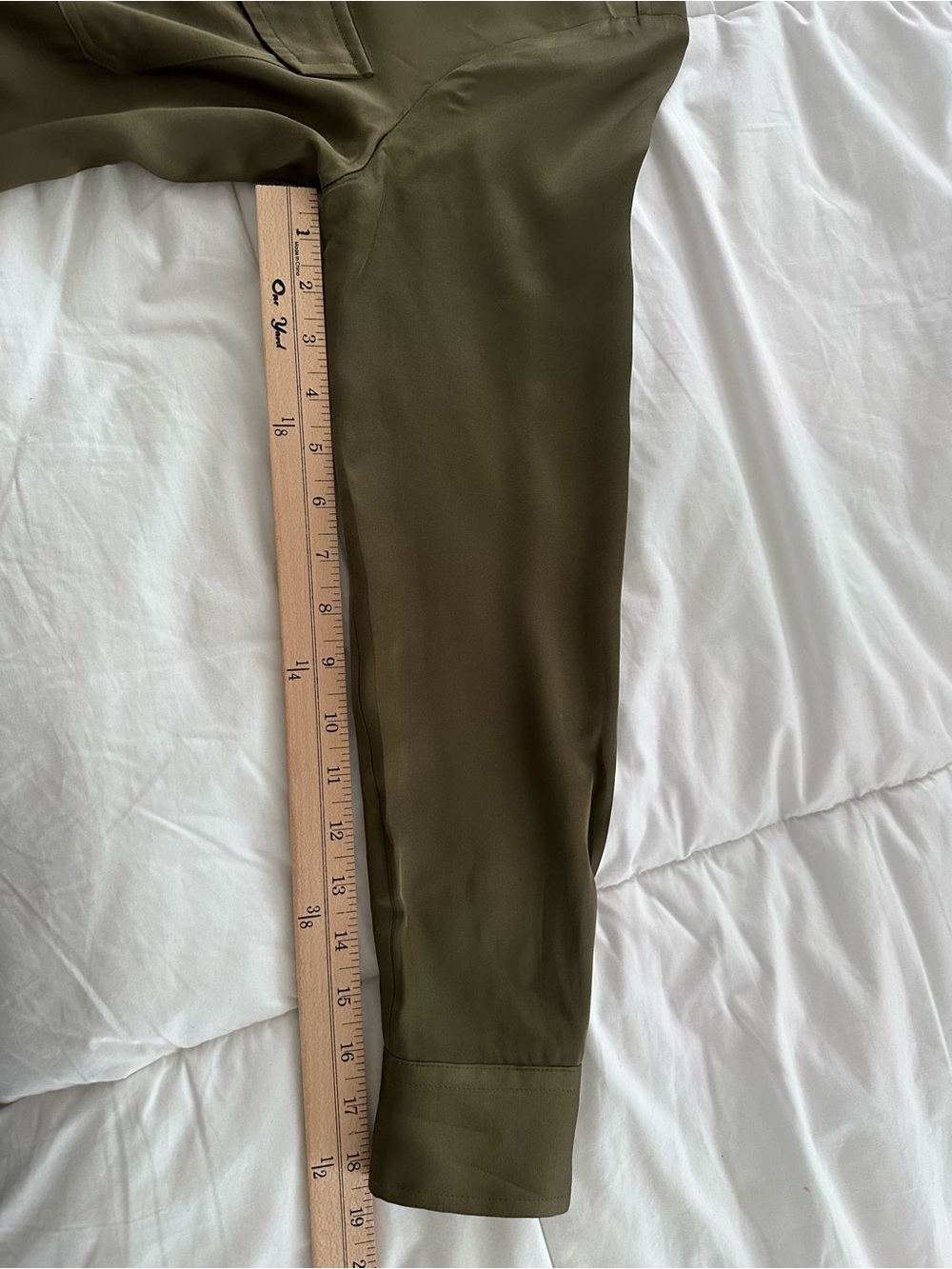 Lauren Ralph Lauren Olive Green Long Sleeve Shirt Sophisticated Dress Size 8 - Picture 3 of 6